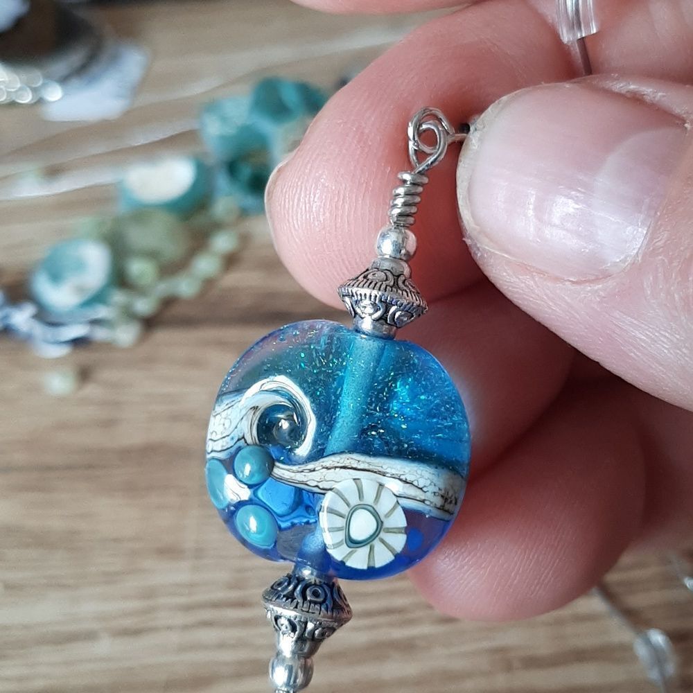 Lampwork Glass Ocean Spree Drop Earrings - Picture 3 of 4